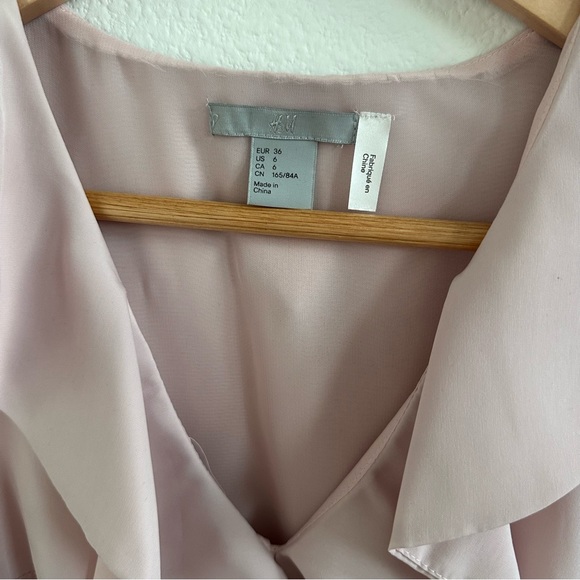 H&M light pink rose formal dress with belt and ruffle - Picture 4 of 7